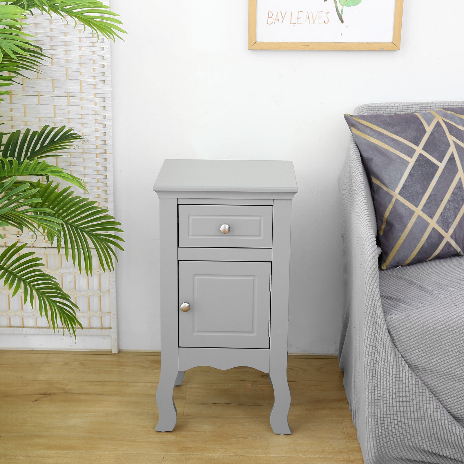 Bedside Storage Cabinet Table Unit With a Drawer & Cupboard for Living/Bedroom