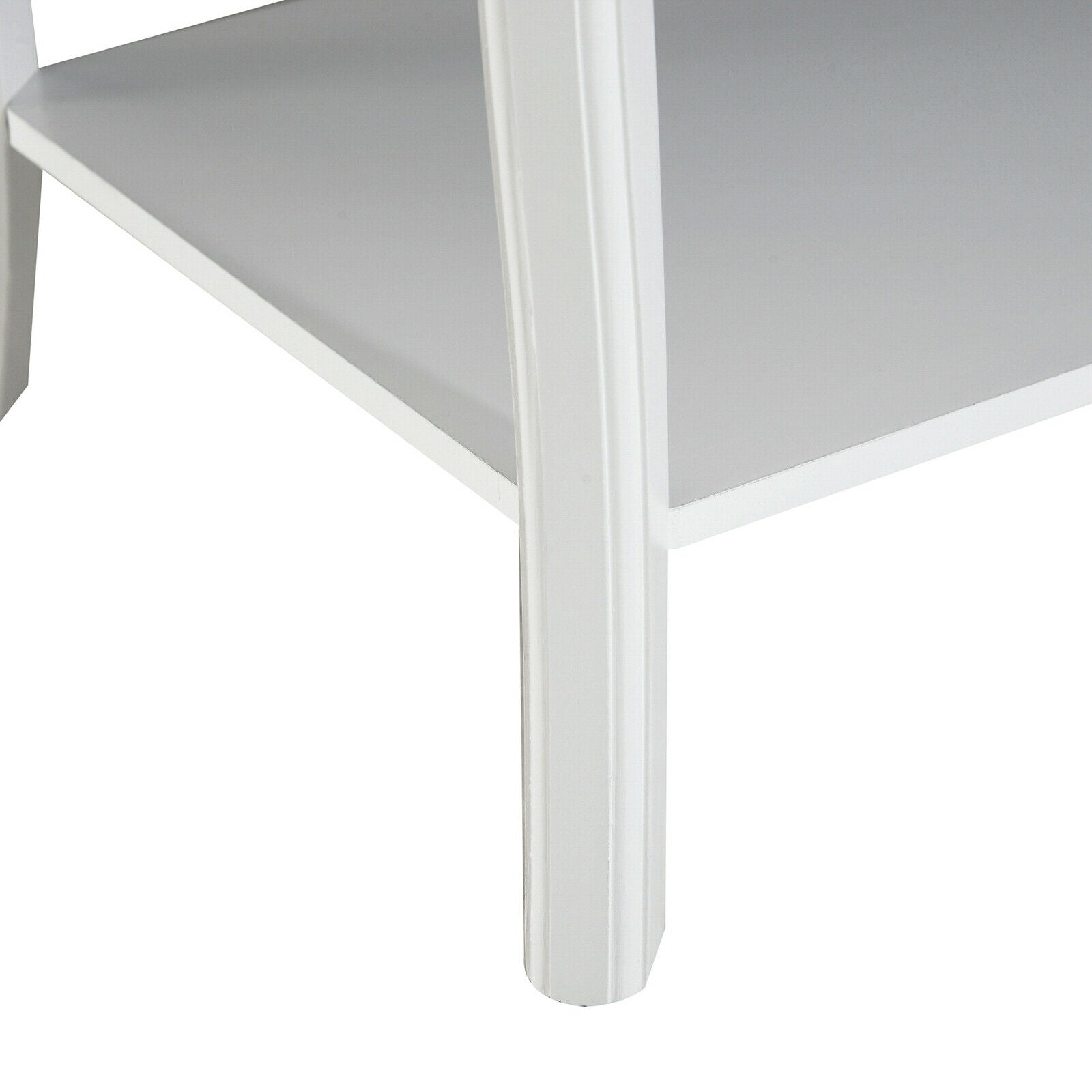 Wooden Coffee Tea Table Modern White Shelf Storage Living Room Home Furniture