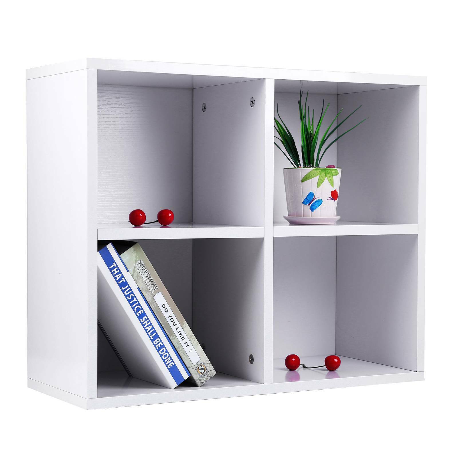4 Cube Wood Bookcase Corner Cabinet Storage Rack Bookshelf Display Cupboard Unit