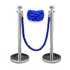 2pc Polished Steel Queue Rope Barrier Velvet Rope Stanchion Posts Stands 3 color