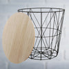 Brown Wooden Top Black Wire Storage Basket Round End Side Table Home Furniture