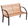 Slatted Garden Bench 3 Seater Wood Steel Outdoor Patio Chair Seat Furniture