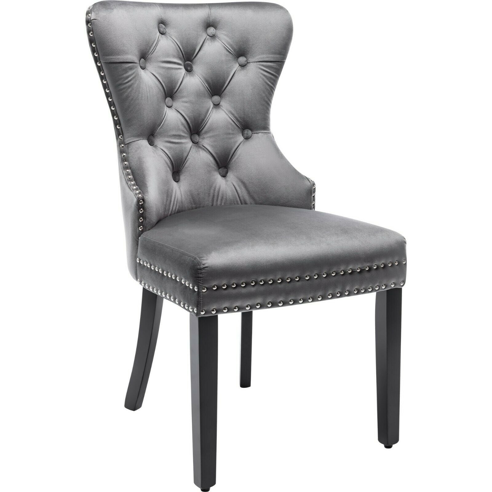 Dining Chairs Velvet Studded Fabric Lounge Padded Accent Side Chair Home Kitchen