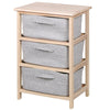 3 Tier Drawers Wooden Storage Cabinet Rack Grey Baskets Bedroom Unit Furniture