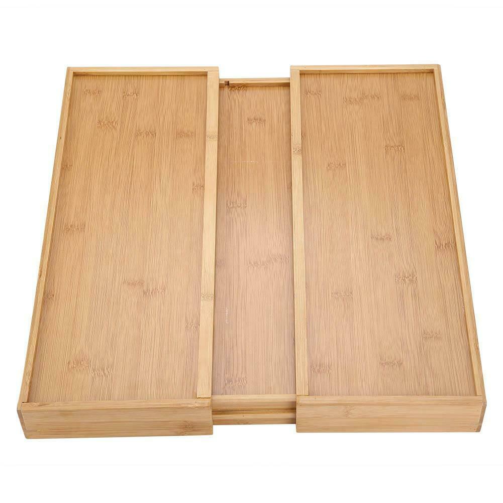 Extendable Bamboo Cutlery Tray For Kitchen Drawer Insert Space Saving Storage
