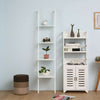4-Tier Wood Ladder Shelf, Standing Wall Rack, Bookcase Display Shelf White Black