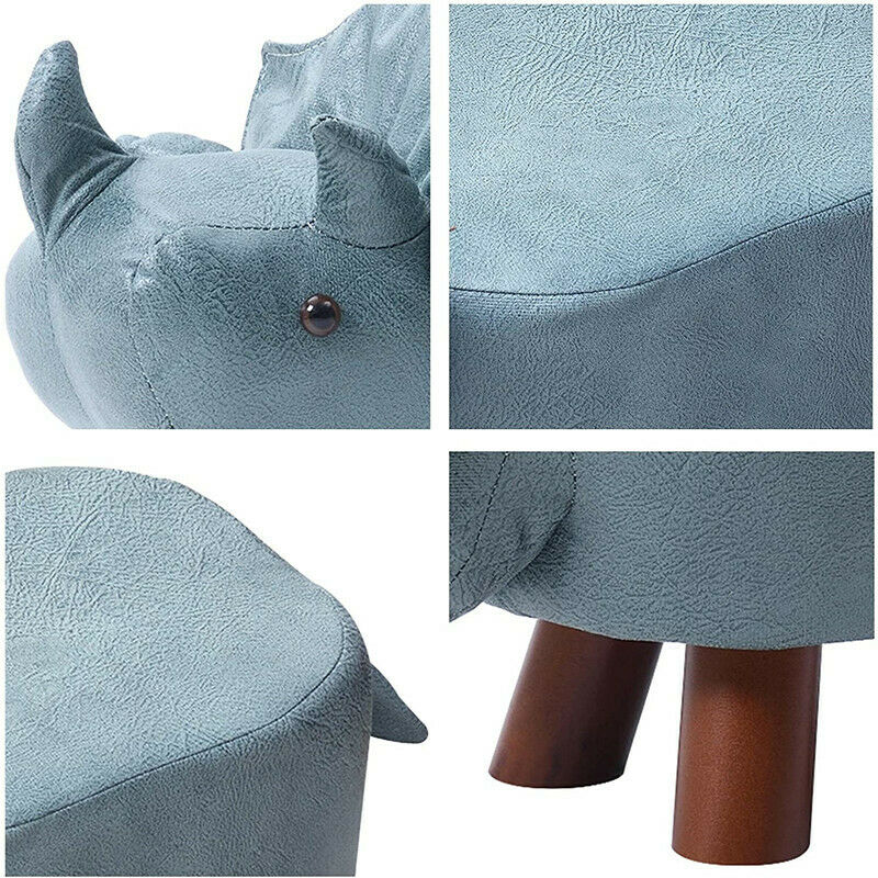 Kid's Fabric Animal Footstool Padded Cushion Rest Bedroom Pouffe Dinosaur