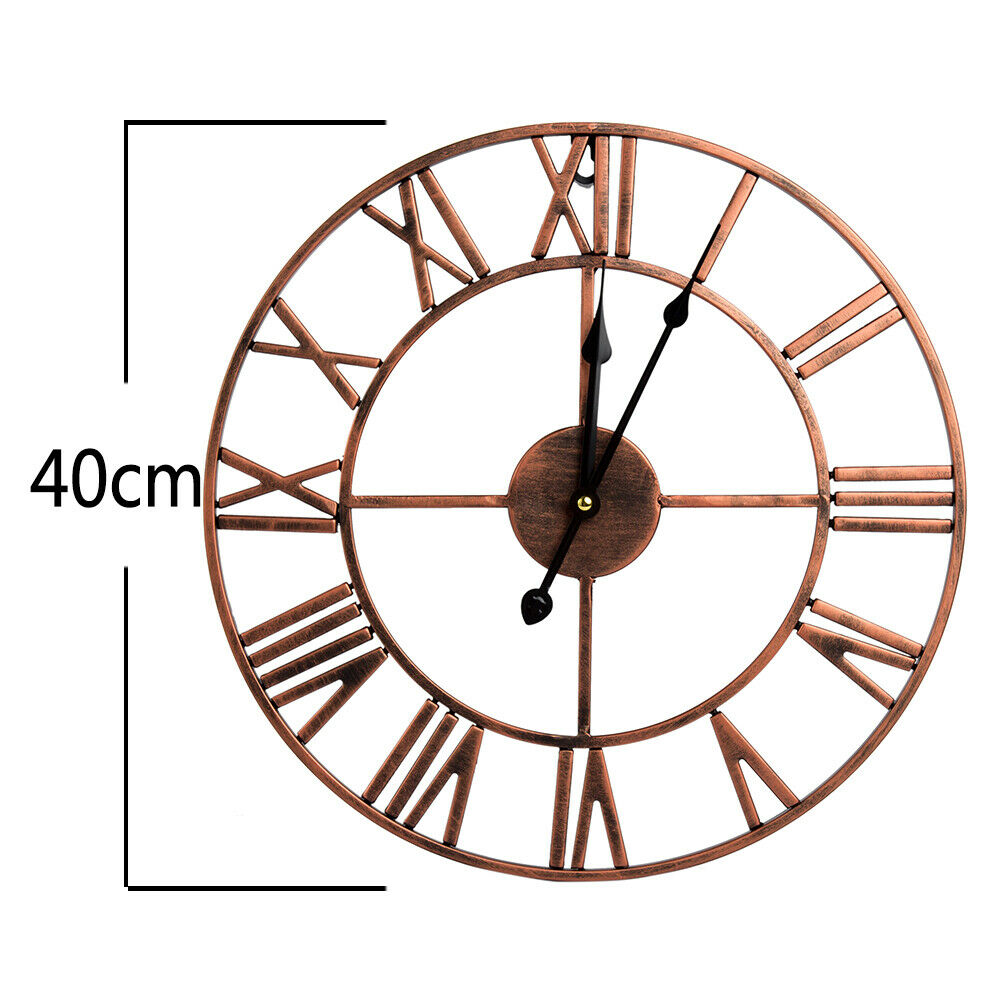 EXTRA LARGE ROMAN NUMERALS SKELETON WALL CLOCK BIG OPEN FACE ROUND ...