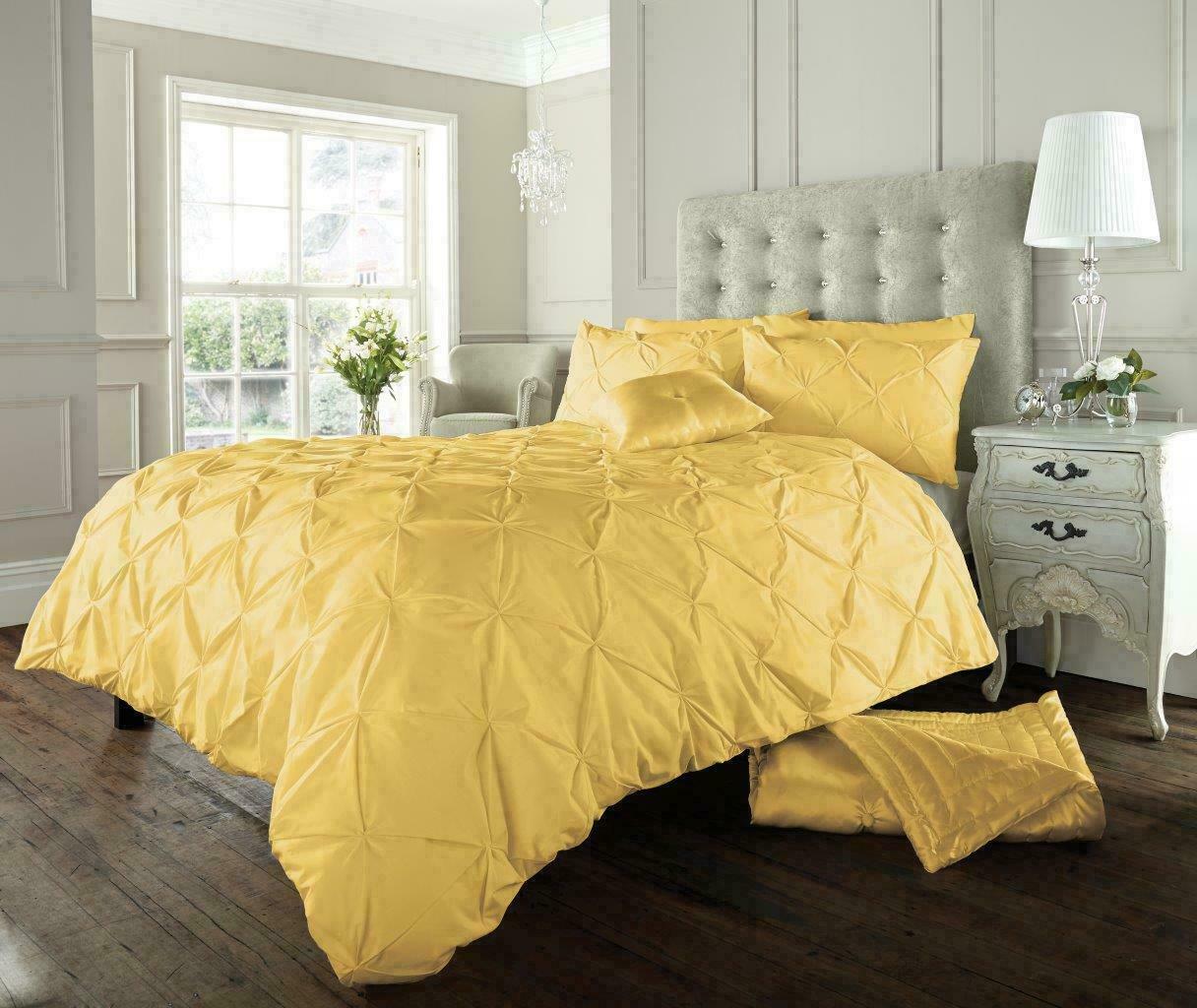 Pintuck Pleated Alford Duvet Cover Set Bedding With Pillowcase All Sizes Colours