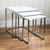 Nest Of Tables  Cara Luna Neptune 3 Set Unit Glass Stainless Steel Side End