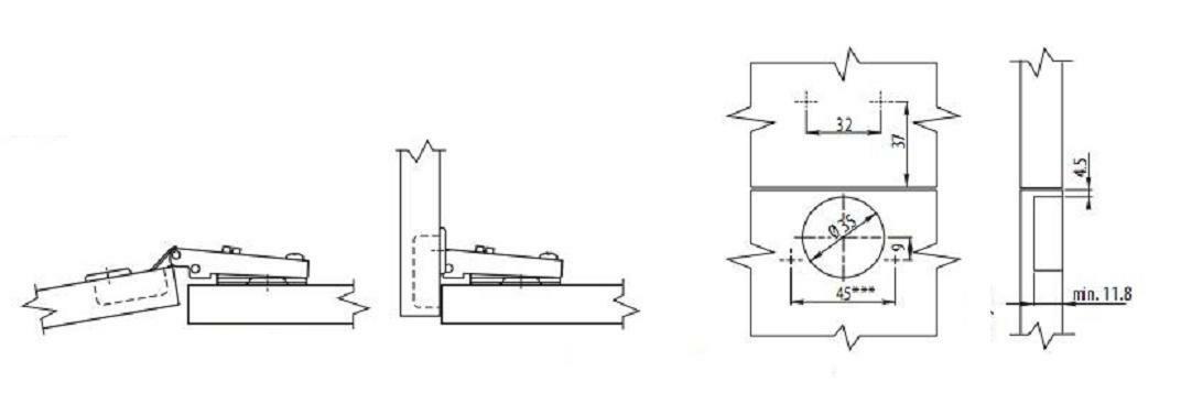 2x KITCHEN CABINET CUPBOARD STANDARD DOOR HINGES