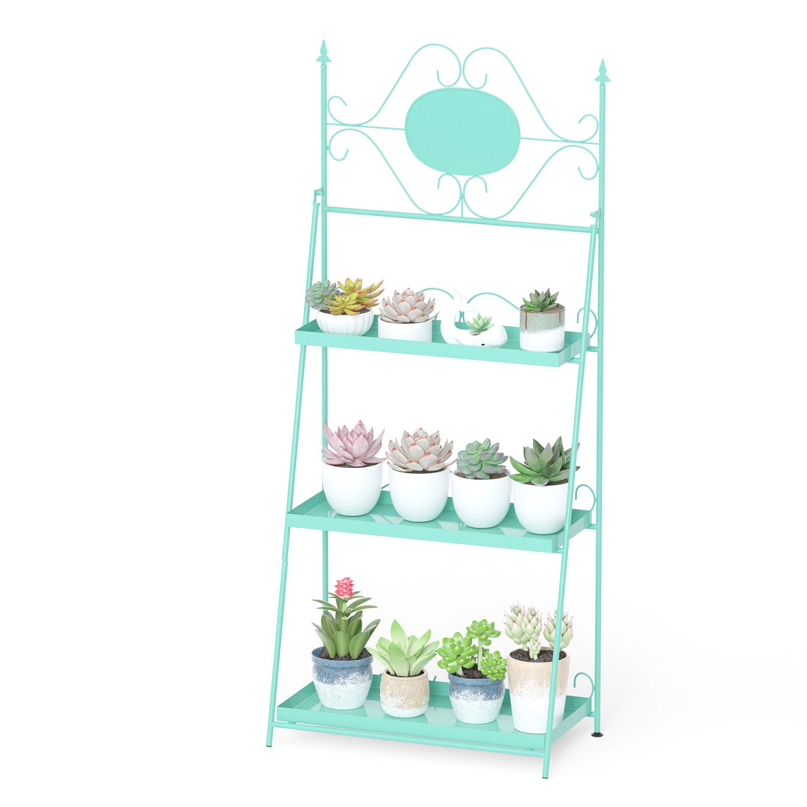 3 Tier Storage Rack Bookcase Display Plant Stand Shelf Metal Ladder Tray Shelves