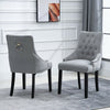 2x Velvet Dining Chairs with Rivets Knocker Home Dining Room Kitchen Silver Grey