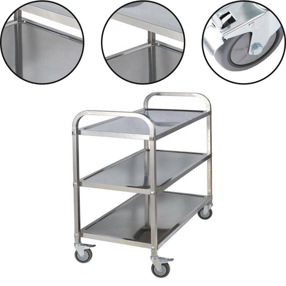 3 Tier Stainless Steel Trolley Cart Hotel Restaurant Serving Catering Train UK