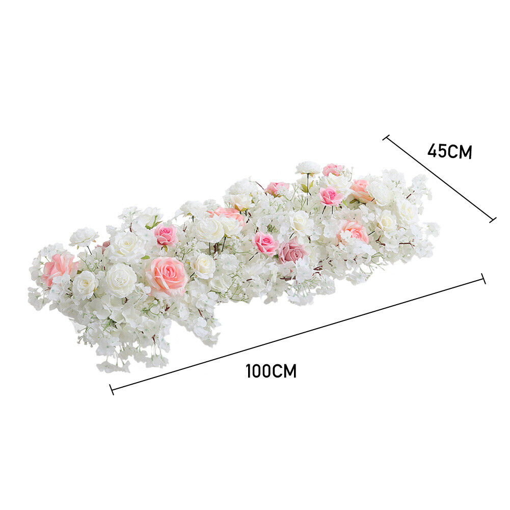100cm Artificial Rose Hydrangea Garland Wedding Arch Door Hanging Flower Row