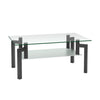 Rectangle Glass Coffee Table With Storage Shelf Modern Living Room Furniture HN