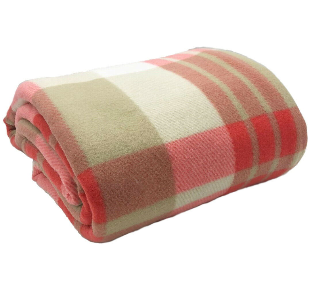 Tartan Throw Checked Large Polar Fleece Warm Soft Blanket Sofa Bed Travel Car