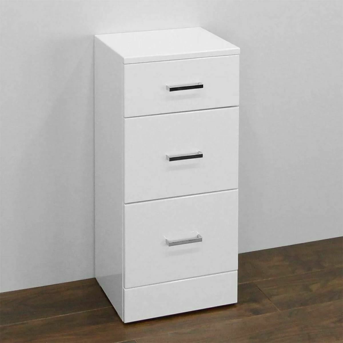 3 Drawer Bathroom Cabinet Freestanding Storage Chest Unit White |