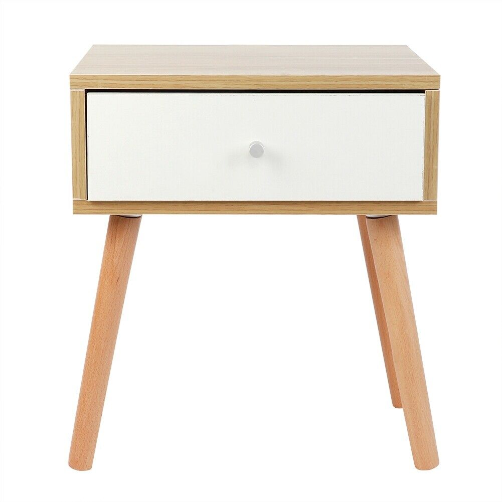 Bedside Wooden Side Table Nightstand with 1 Drawers Cabinet Bedroom Furniture