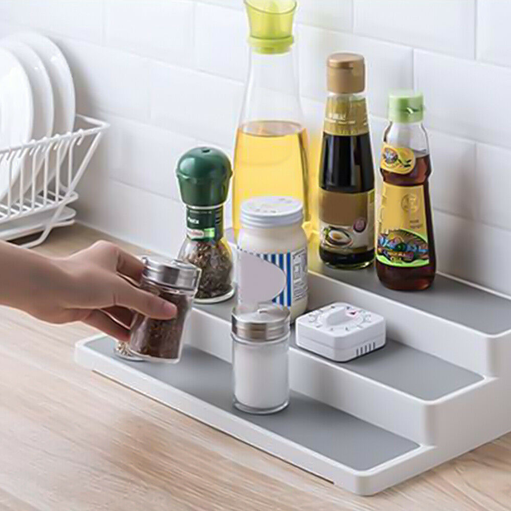 3 Tier Spice Herb Curry Jar Rack Holder Cupboard Organiser Storage Kitchen Tool