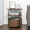 Vintage Coffee Round Table Sofa SideTable Bedside End Table Nightstand w/ Basket
