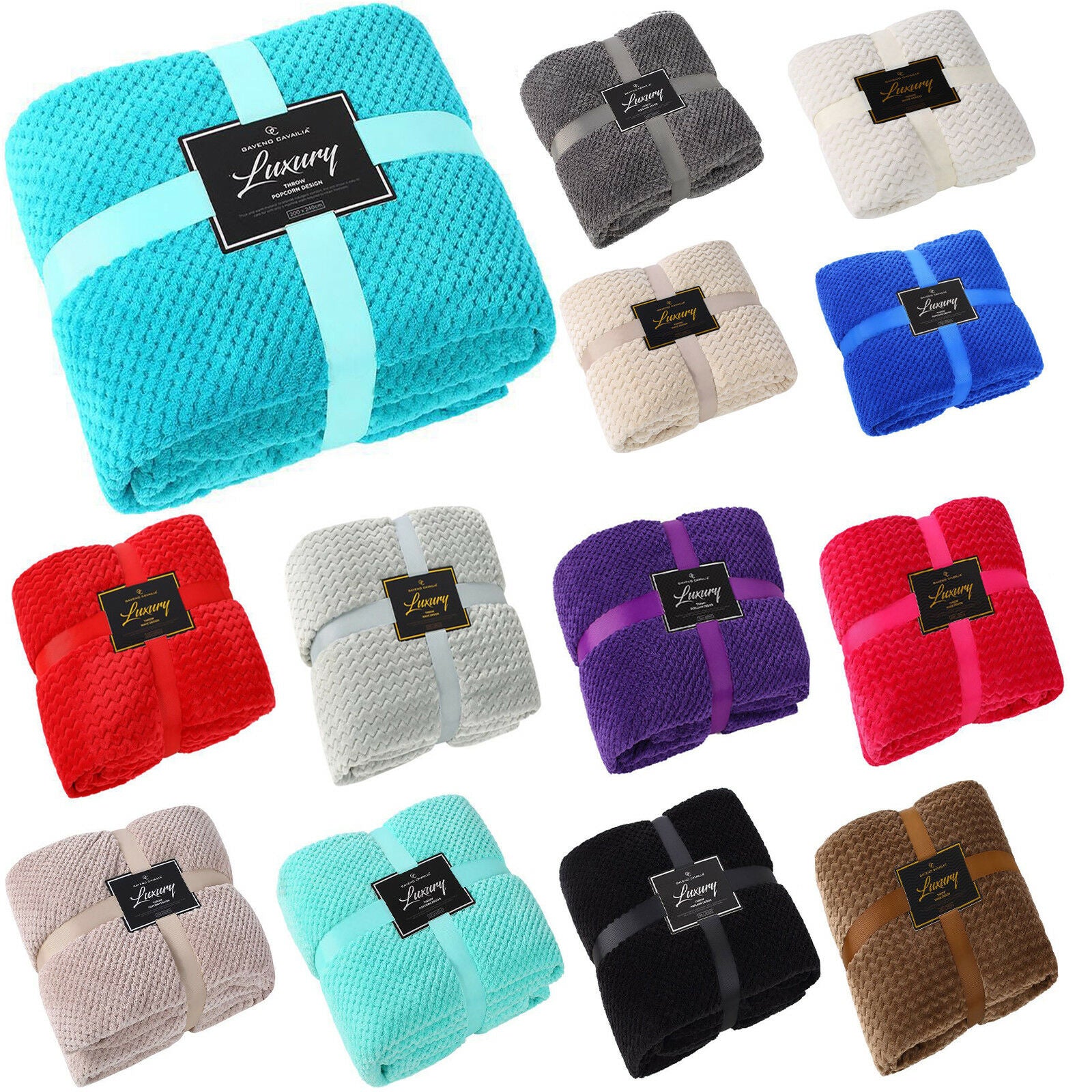NEW LUXURY POPCORN THROWS FLEECE WARM EXTRA LARGE SOFA BLANKETS DOUBLE KING SIZE