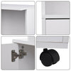 Rolling Kitchen Trolley Microwave Cart 2-Door Cabinet Shelves Gray White UK