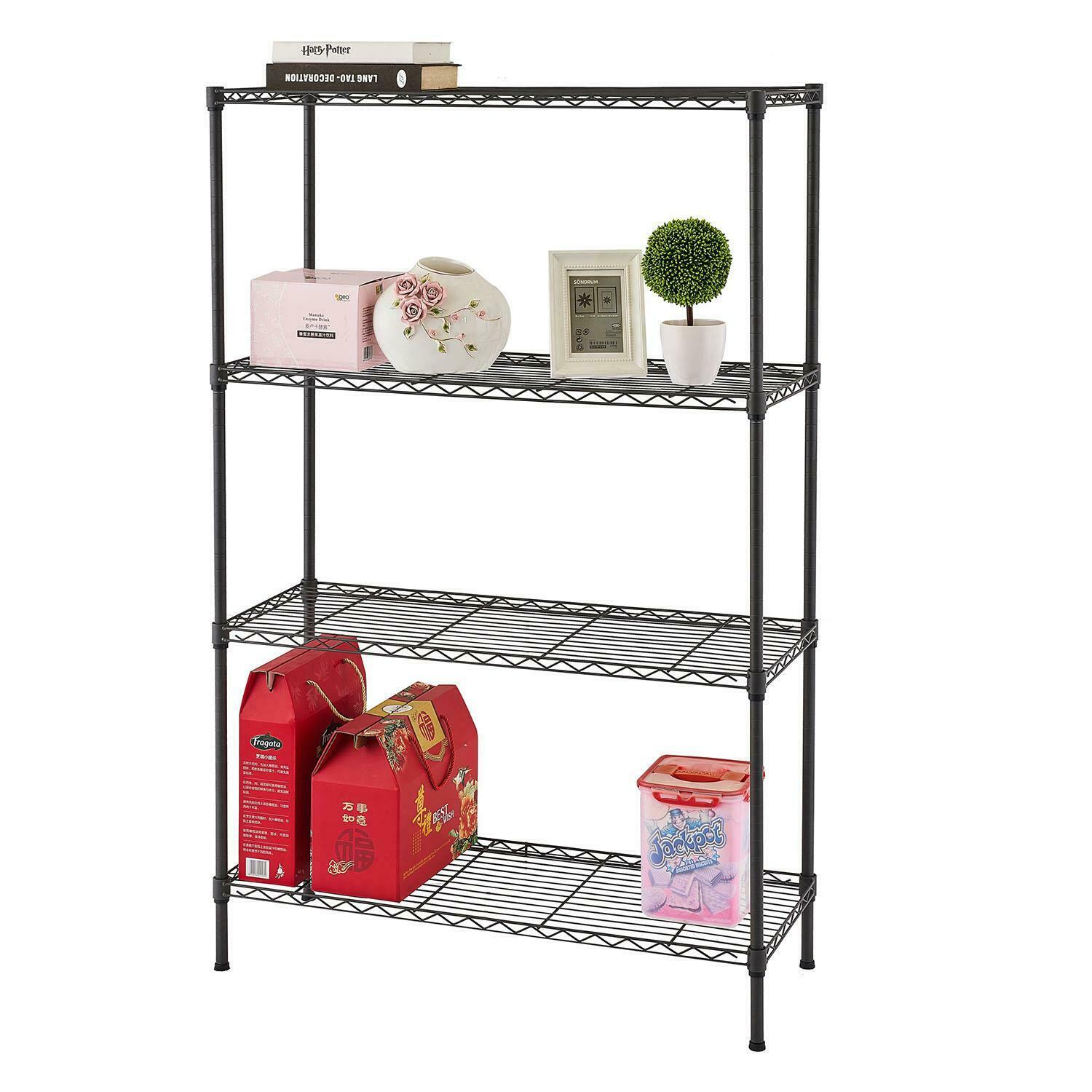 3/4/5 Tier Metal Wire Shelving Kitchen Storage Rack Holder Organiser Shelf Unit