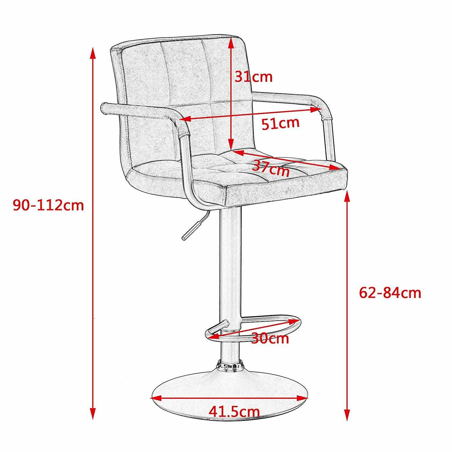 2x Bar Stools Bar Chairs Breakfast Stools for Kitchen Leather Adjustable Swivel
