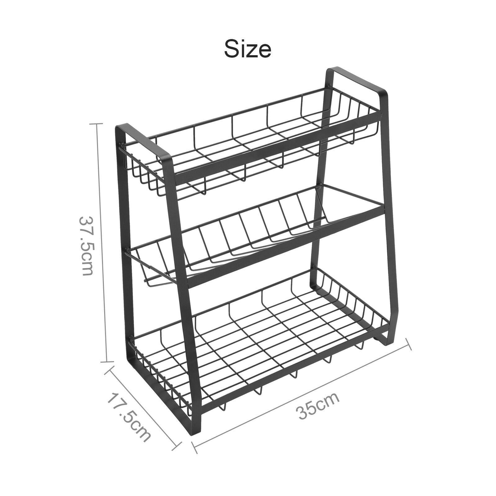 3 Tier Spice Herb Curry Jar Rack Holder Cupboard Organiser Storage Kitchen Stand