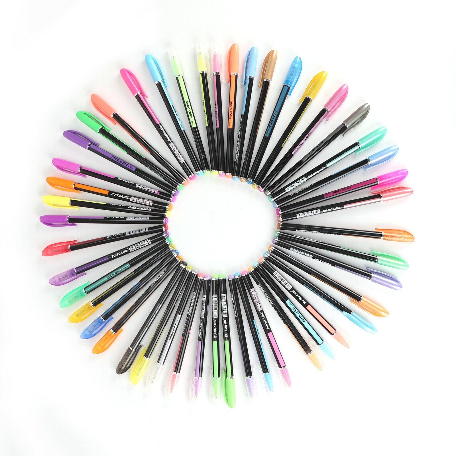 48 Gel Pen Set Metallic Pastel Glitter Neon Gel Pens For Adult Colouring Book UK
