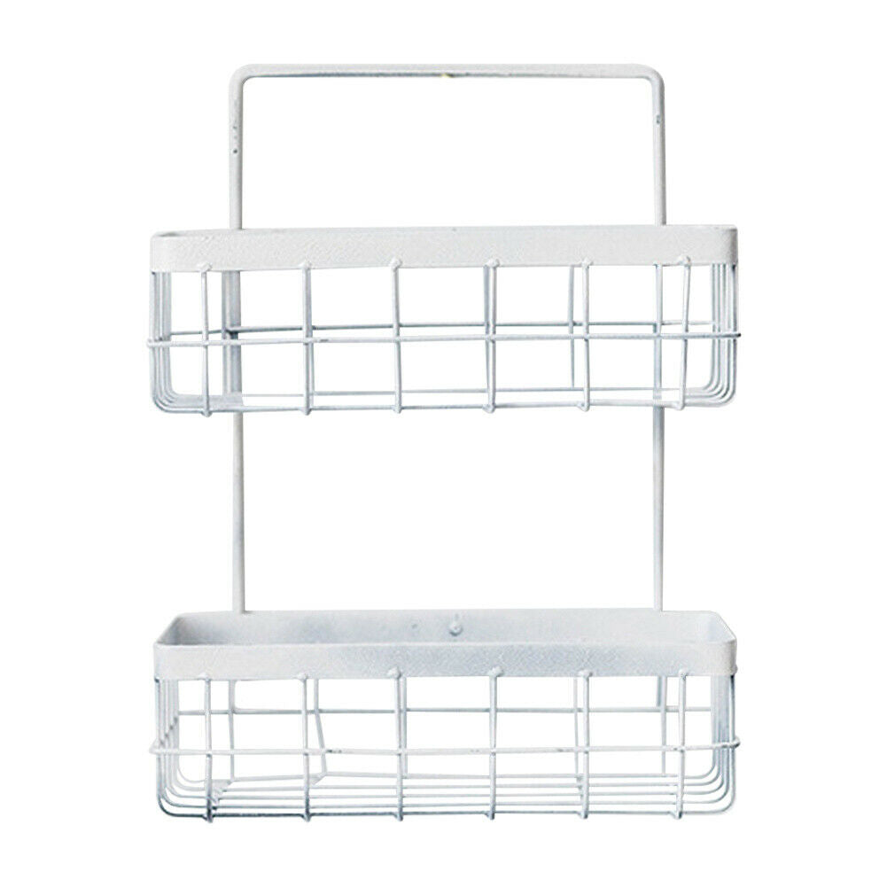 Wall Mounted Metal Wire Storage Basket 2 Tier Bathroom Shower Caddy Organizer