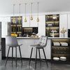 2× Velvet Breakfast Bar Stools Soft Padded Seat Kitchen Pub Modern Grey / Blue