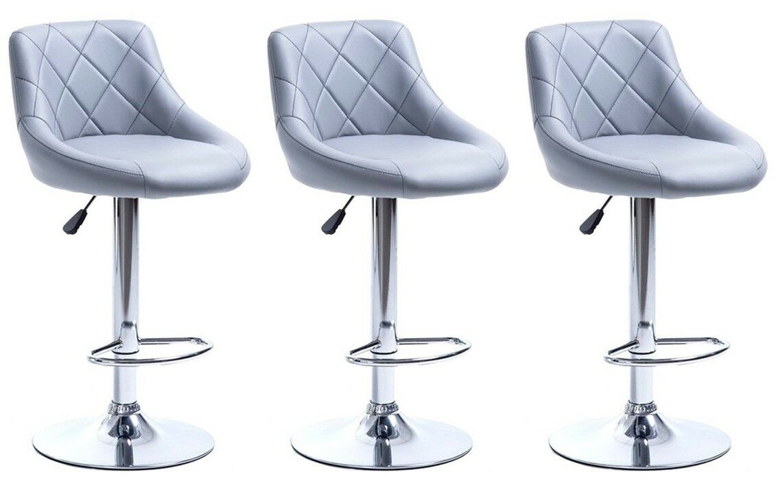 3 X MATCHING GENUINE MADRID GAS LIFT BAR STOOLS, BREAKFAST KITCHEN BAR CHAIRS