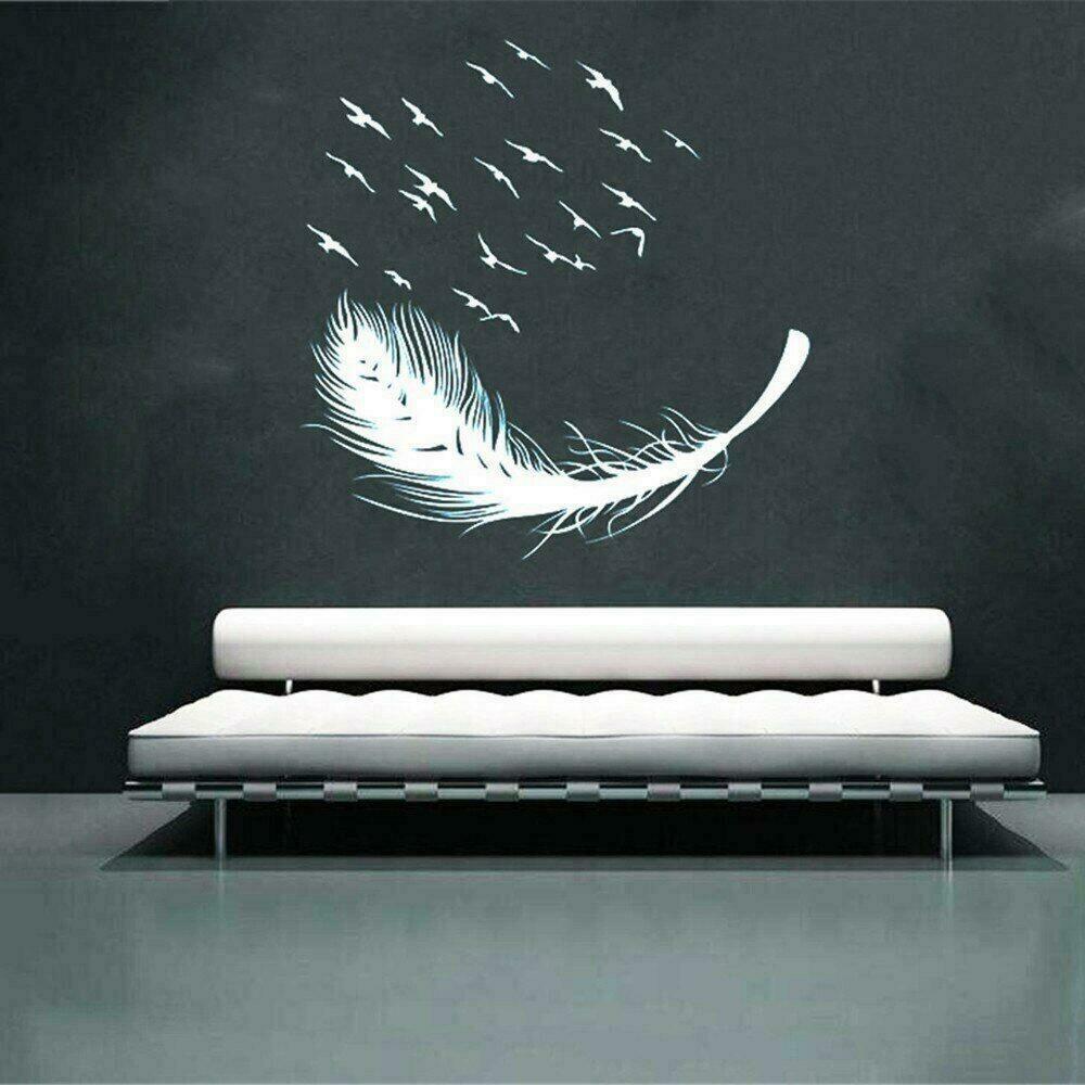 Large Feather Wall Art Stickers Birds Vinyl Decal Living Room Bedroom Home Decor