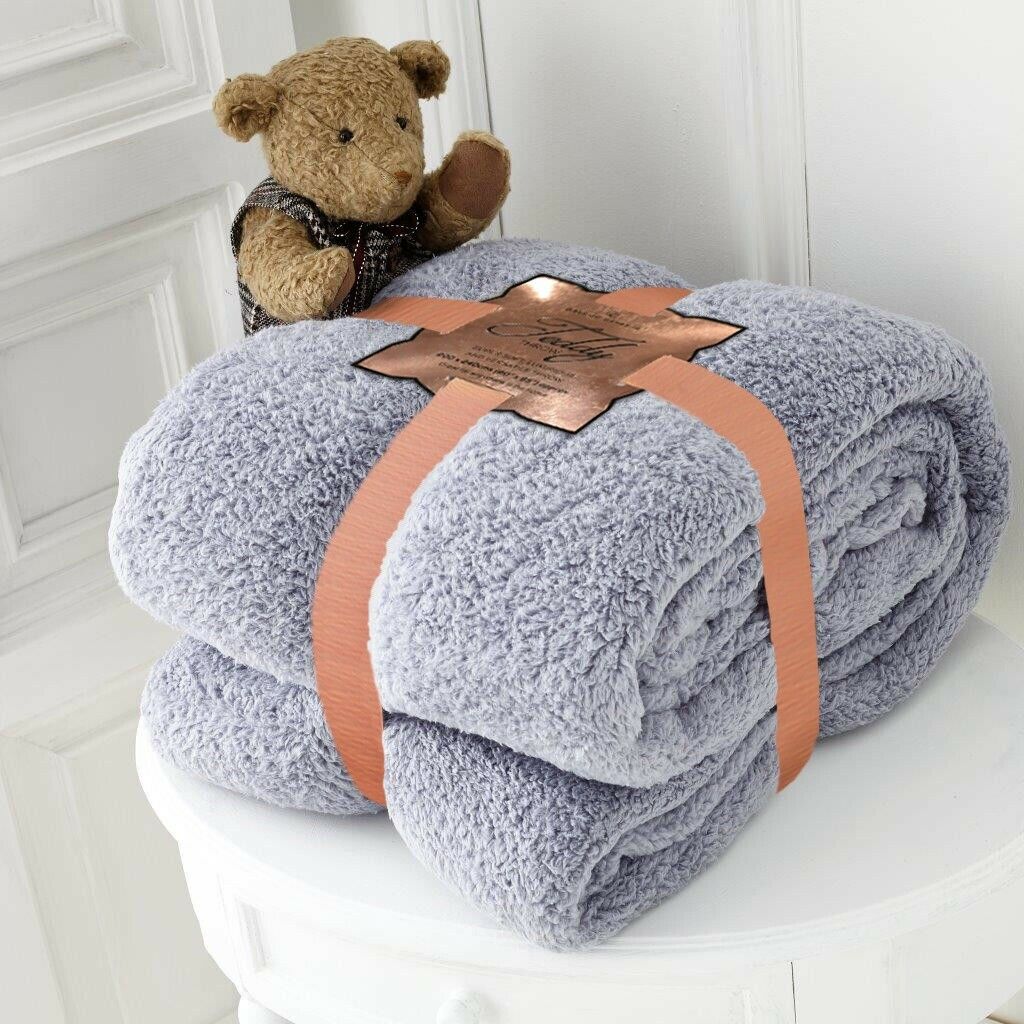 SOFT TEDDY BEAR FLEECE THROW CUDDLY SOFA BLANKET BEDSPREAD IN SINGLE DOUBLE KING