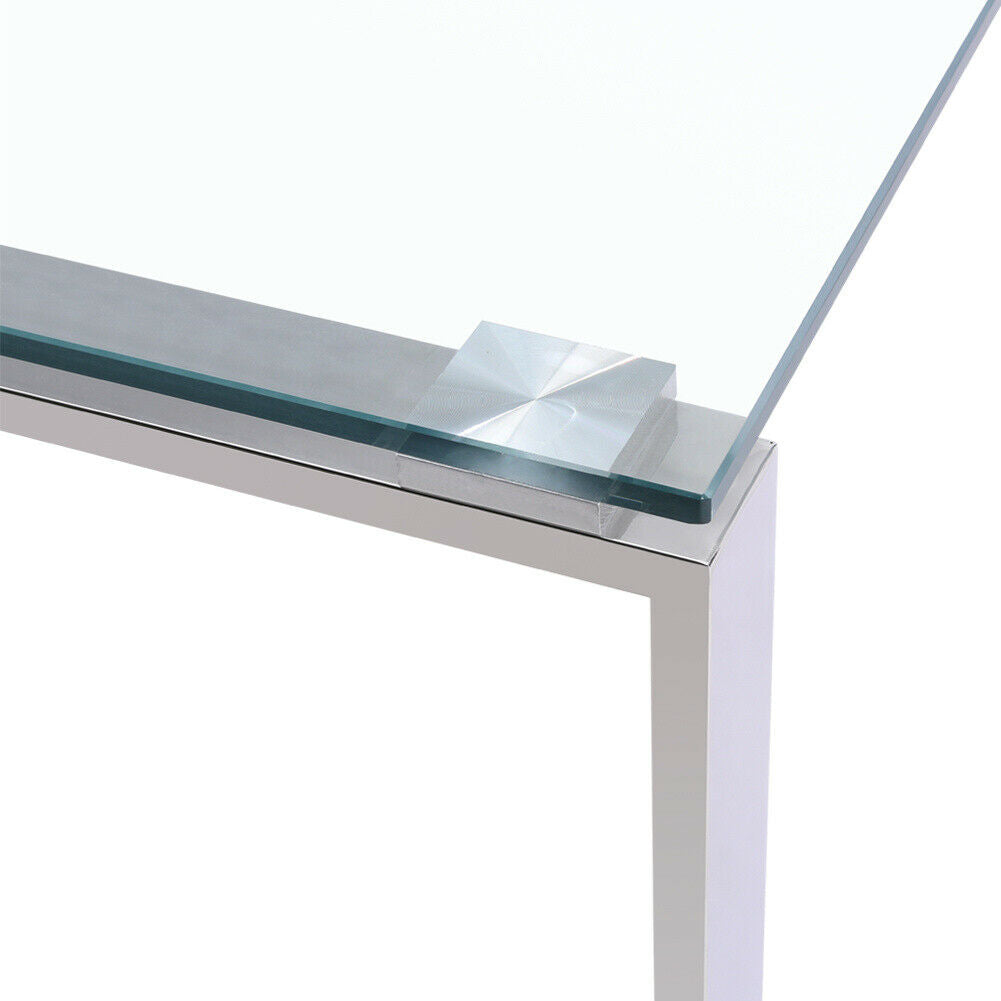 Tempered Glass Coffee Table Chrome Leg Living Room Table Modern Home Furniture