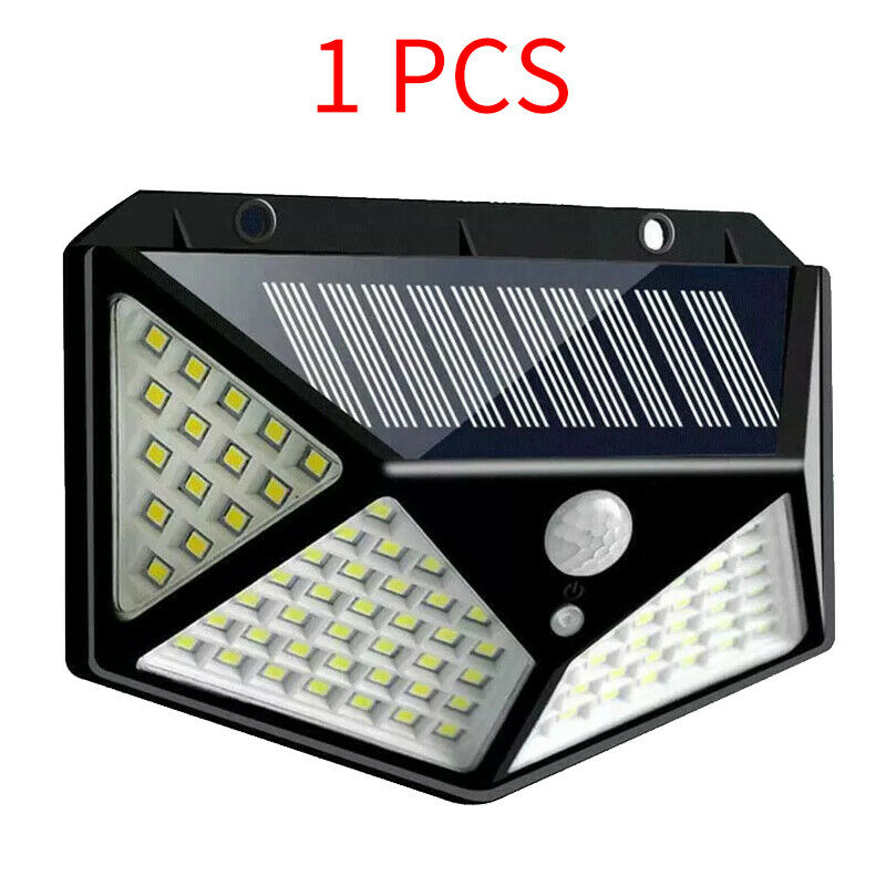 100 LED Solar Powered PIR Motion Sensor Wall Lights Outdoor Garden Security Lamp