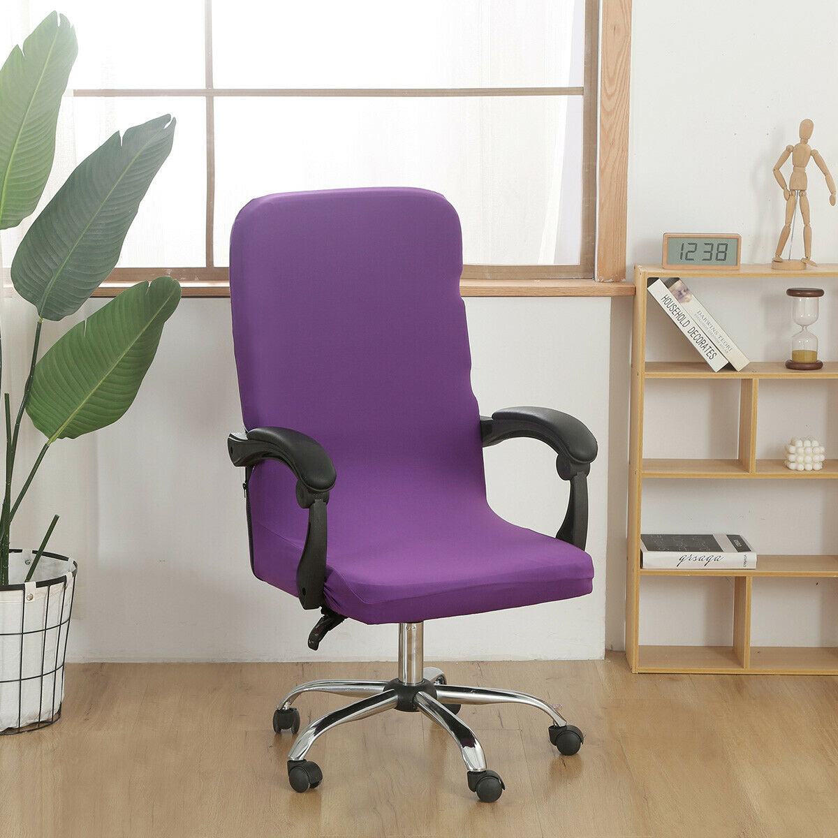 Office Chair Covers Large Stretch Computer Rotating Desk Slipcover with Zipper