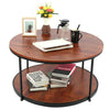 Industrial 2 Tier Round Coffee Tea Table Side End Living Room Storage Shelf Unit