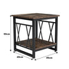 2 Tier Side End Table Industrial Rustic Wood Metal Bedside Nightstand Lamp Table