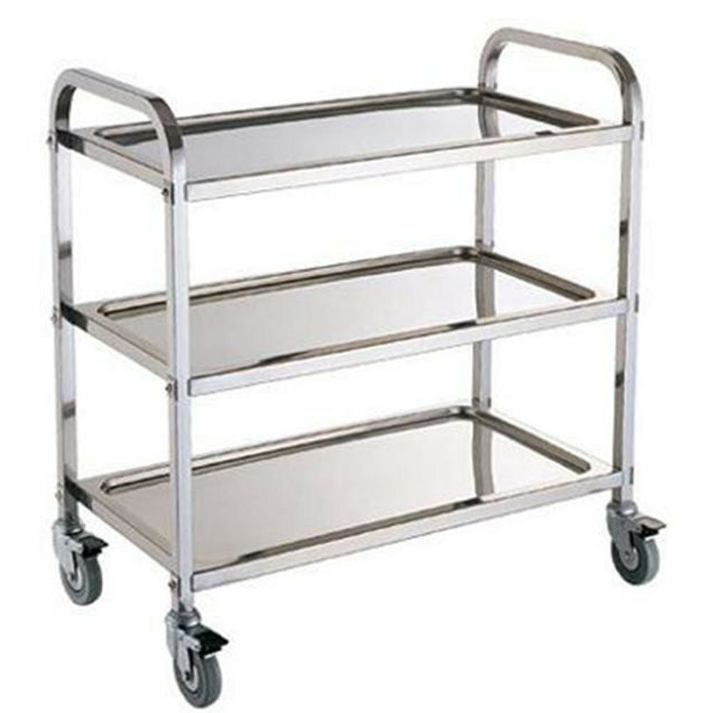 3 Tier Stainless Steel Trolley Cart Hotel Restaurant Serving Catering Train UK