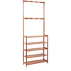 Retro Door Coat Rack Hooks with 5 Tier Shoe Shelves Integrated Storage Furniture