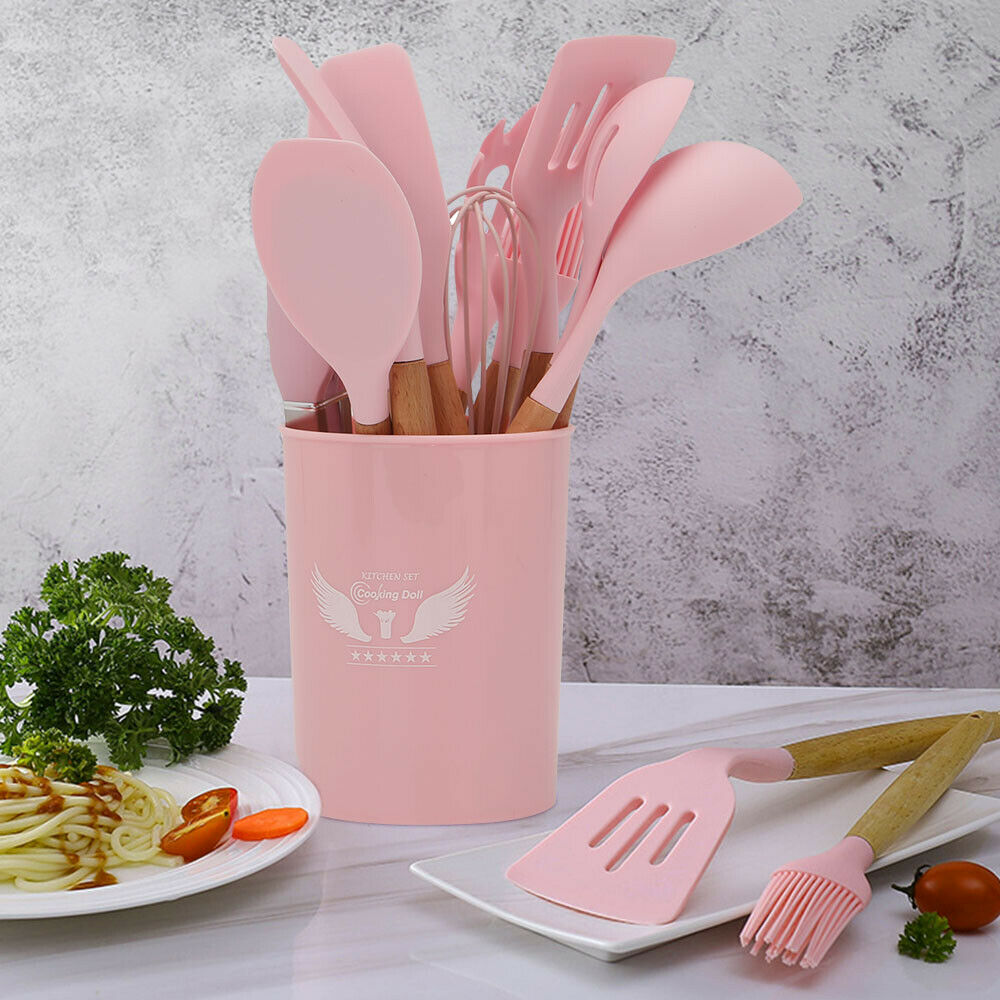 11Pcs Kitchen Silicone Cooking Utensils Set Nonstick Spatula Gadget Spoon