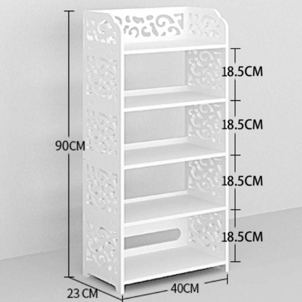 3/4/5 Tiers White Wooden Bookcase Display Stand Shoe Rack Storage Bathroom Units