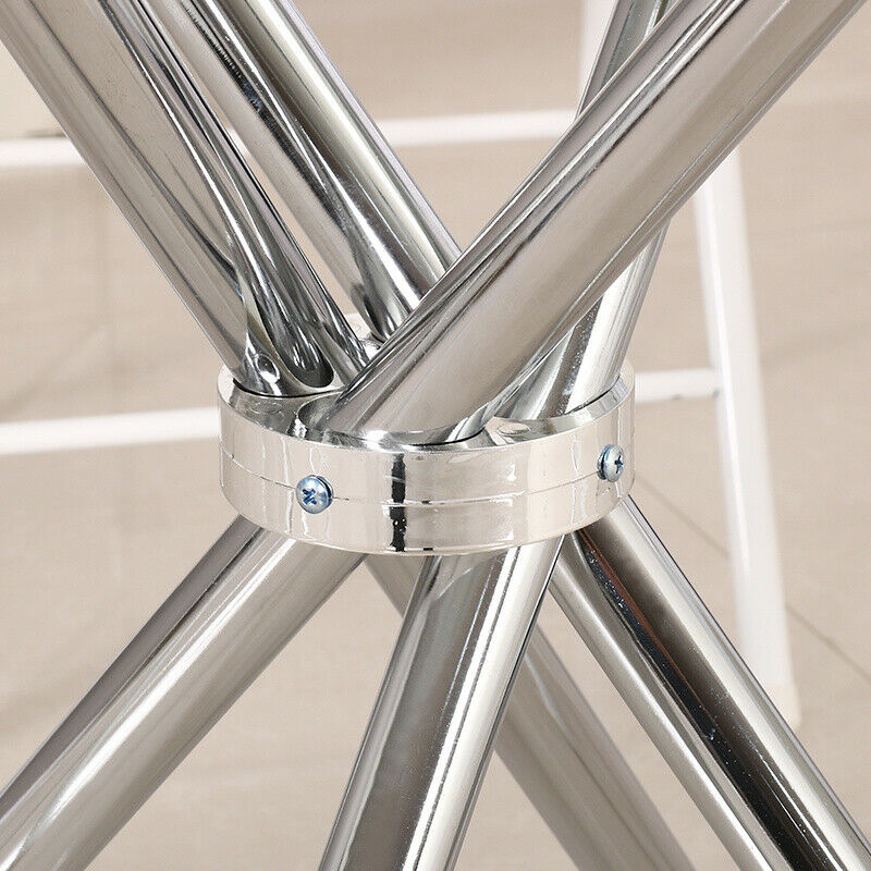 Modern Kitchen Dining Room Table Round Glass Top With Chrome Legs Office Cafe