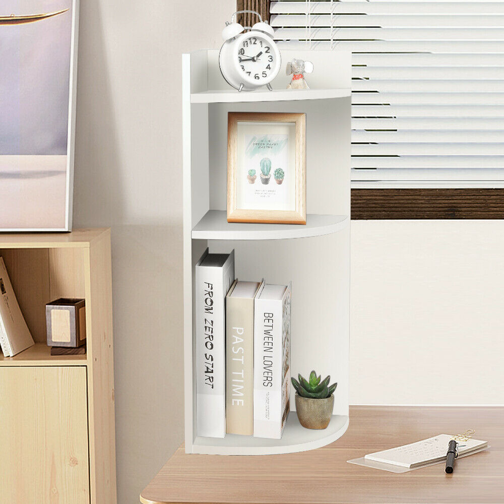 3 Tier Wall Corner Shelf Bookcase Shelf Storage Display Organizer Cabinet Unit