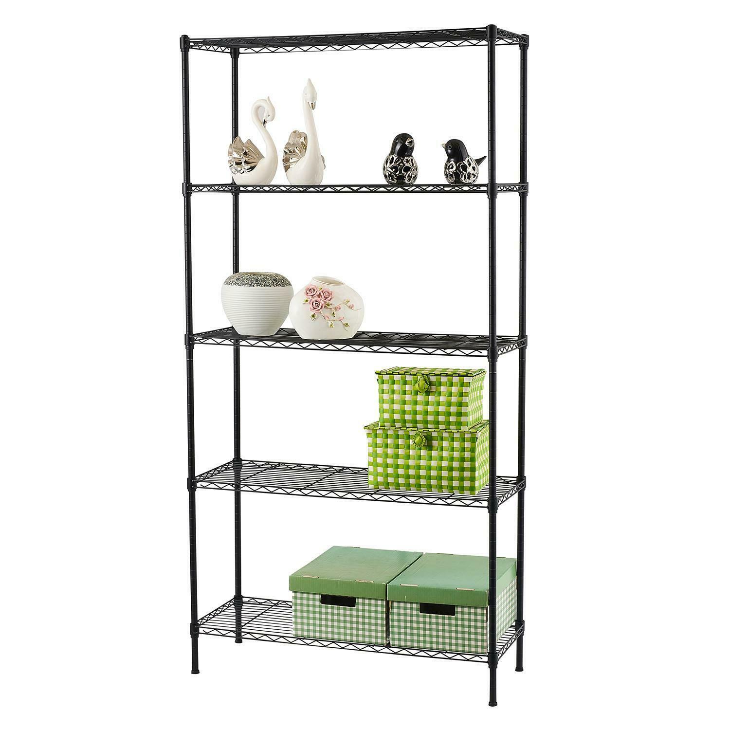 3/4/5 Tier Metal Wire Shelving Kitchen Storage Rack Holder Organiser Shelf Unit