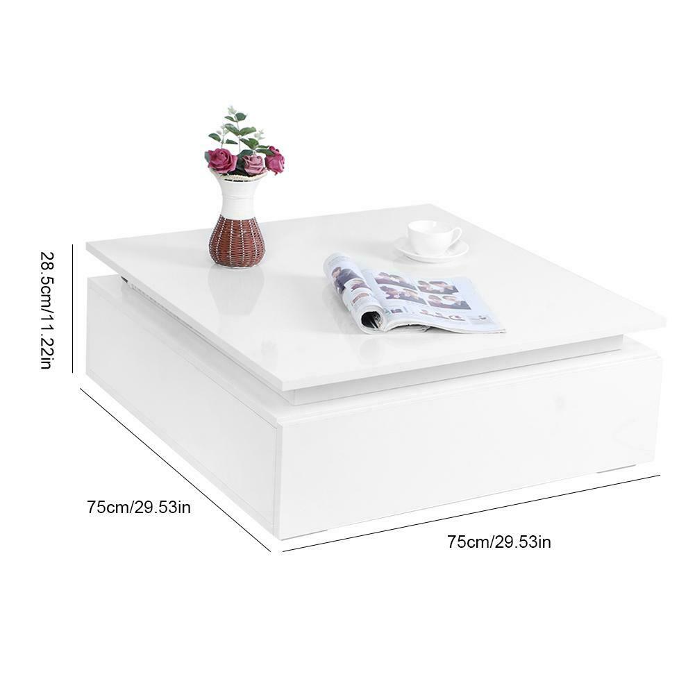 High Gloss RGB LED Coffee Table w/ Drawer Storage Modern Living Room Furniture