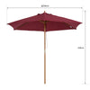 2.5m Wooden Garden Parasol Sun Shade Patio Outdoor Umbrella Wine Red